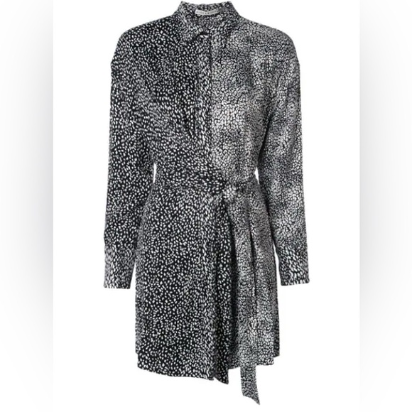 Alice + Olivia Jody Asymmetric Tie Waist Shirt Dress - Picture 14 of 14